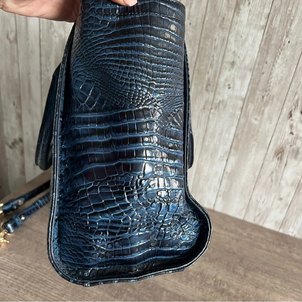 Brahmin Aubree Satchel Maritime Navy Crocodile-Embossed Leather